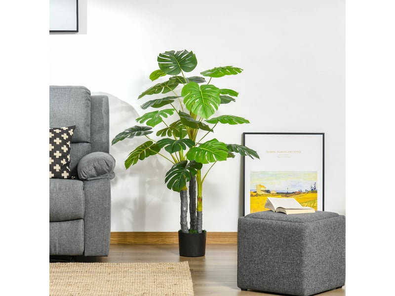  Arbre tropical décoratif, 120 cm de haut, avec 20 feuilles, pour la maison, le salon, la chambre, vert  - Conforama C