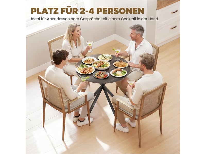  Table à manger ronde 2 personnes en panneau de particules et acier marron ø 80 x 75 cm  - Conforama D