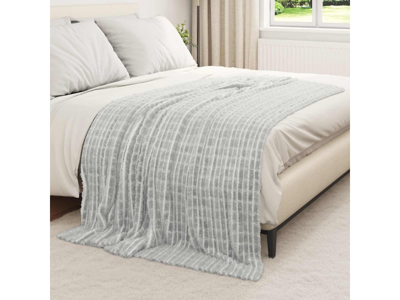  Couverture jetée de canapé gris 200x150 cm 0.75 kg toison  - Conforama C