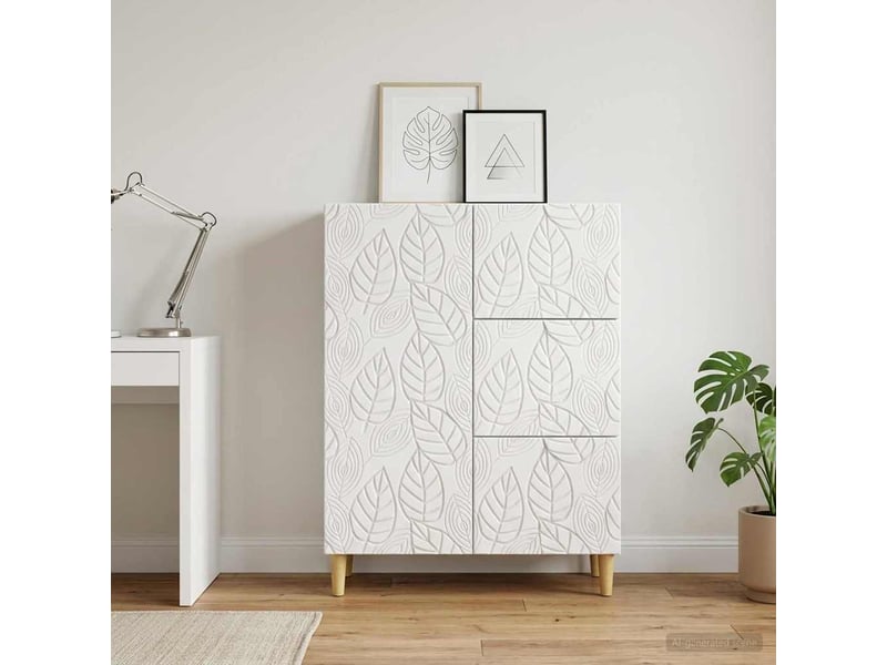 Buffet - bahut - meuble de rangement blanc brillant 66 x 34,5 x 90 cm bois d'ingénierie - Conforama C