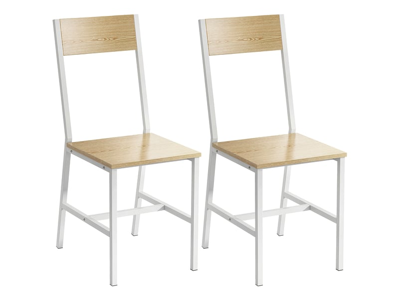  Ensemble de 2 chaises de salle à mangercuisine avec dossier incliné et structure en métal naturel  - Conforama A