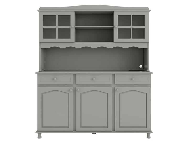 Buffet haut de cuisine gris-vert 135 x 40 x 185 cm, led, prises usb-a et usb-c - Conforama A