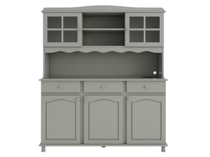 Buffet haut de cuisine gris-vert 135 x 40 x 185 cm, led, prises usb-a et usb-c