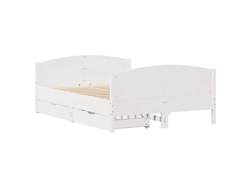 Lit double- lit adulte - cadre de lit sans matelas blanc 140x190 cm bois de pin massif - Conforama B