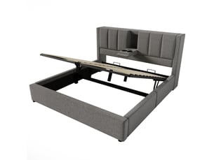 Lit avec rangement 160x200 cm PHOEBE CAT coloris gris
