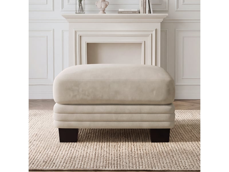 Pouf audrey en tissu chenille, coloris café clair - Conforama B