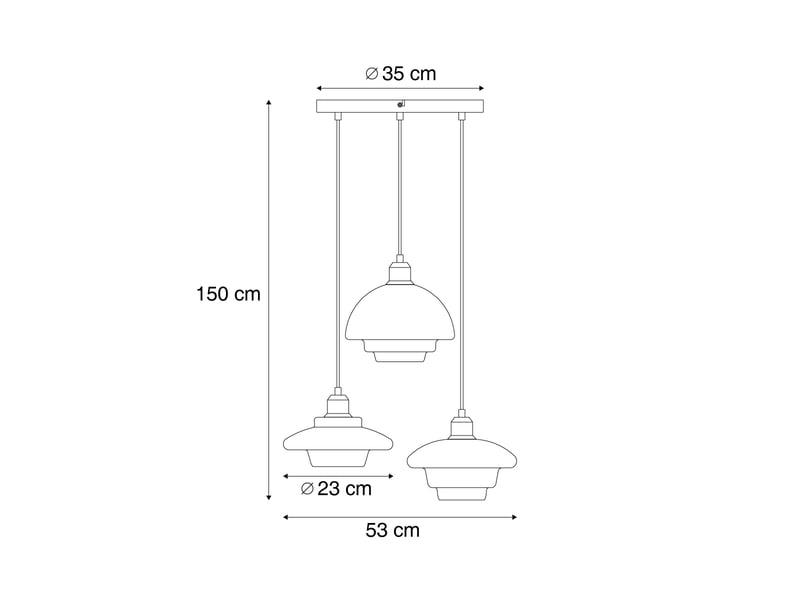  Suspension rétro bronze foncé avec abat-jour ambrés 3 lumières - smokey  - Conforama C