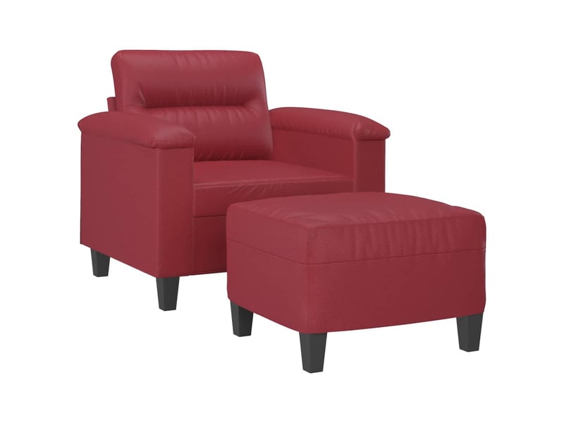  Fauteuil avec repose-pied rouge bordeaux 60 cm similicuir  - Conforama C