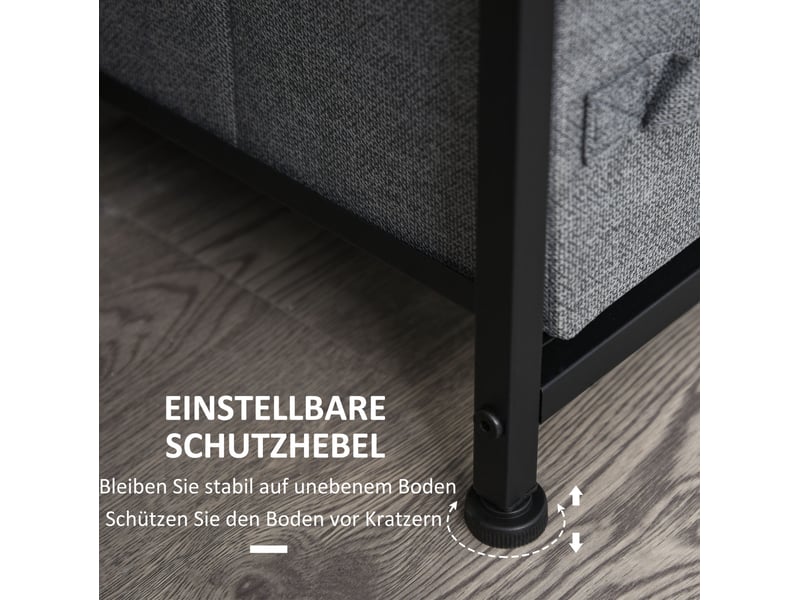  Commode de rangement à 7 tiroirs en tissu pliables, structure métal aspect bois, gris, 63,5 x 30 x 71 cm  - Conforama E