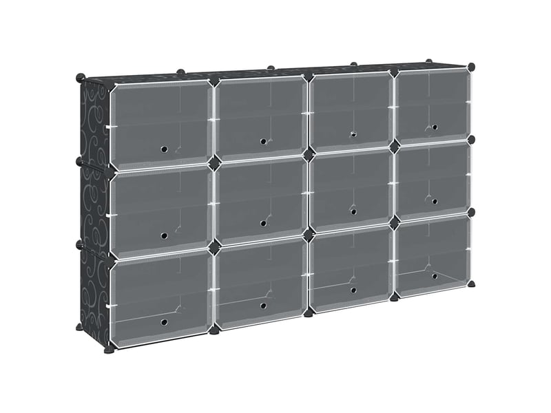  Cubes de rangement 12 pcs avec portes noir pp shl4718  - Conforama A
