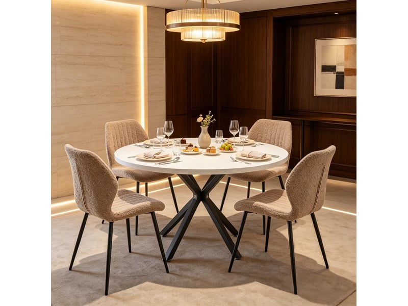  Chaises de salle à manger lot de 4 rembourrées marron evryae  - Conforama C