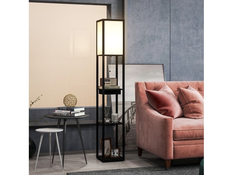  Lampadaire 26x26x159 cm 3 compartiments mdf noir  - Conforama C