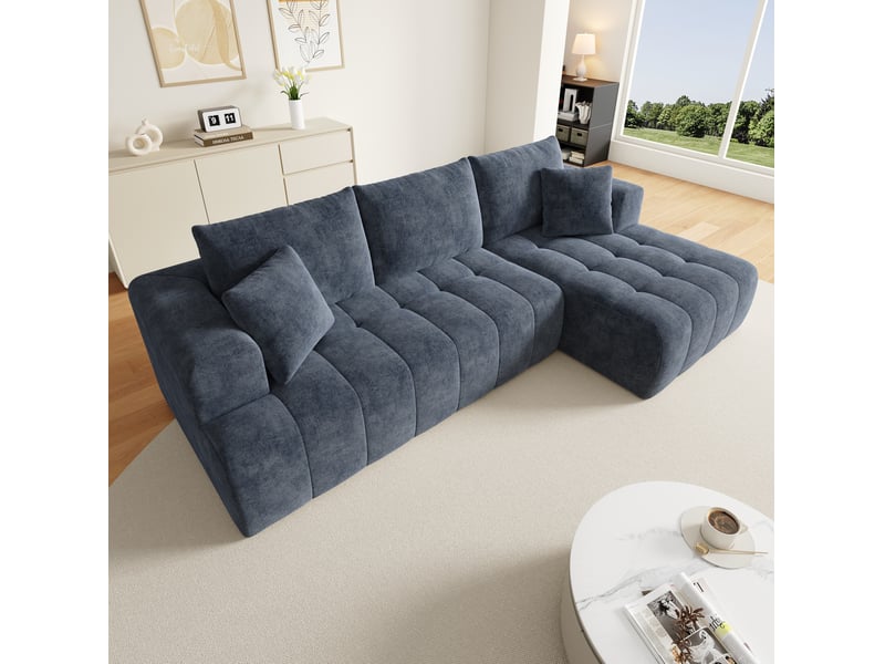 Canapé d'angle modulaire 3 places sans cadre, combinable, avec 2 coussins, en ch - Conforama C