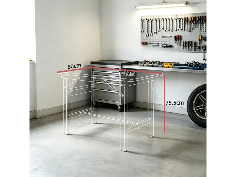 Établi pliant table de travail mdf et métal noir et jaune 100 x 60 x 75.5 cm T5828P568291 - Conforama C
