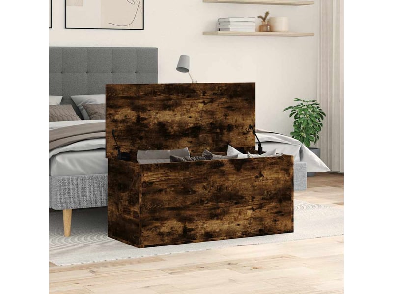  Boîte de rangement, coffre de rangement chêne fumé 100x42x46 cm bois d'ingénierie  - Conforama C