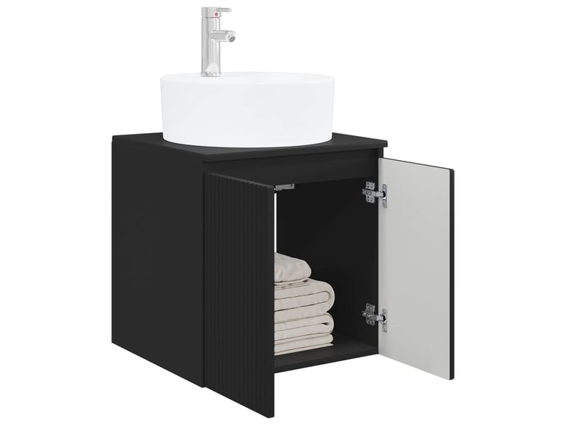 Vanité de lavabo mural, meuble de rangement noir 49.5x44.5x65 cm shl4670 - Conforama C