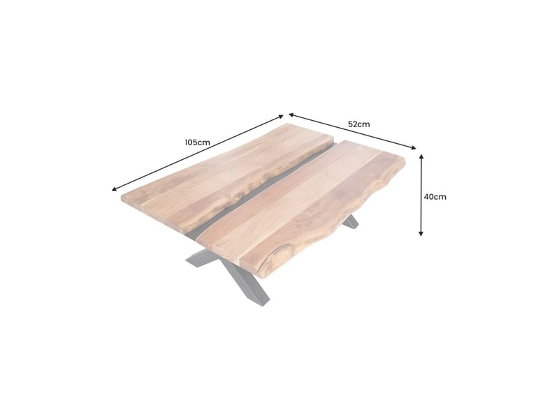  Table basse orkan 105 cm en bois d'acacia massif et métal noir  - Conforama C