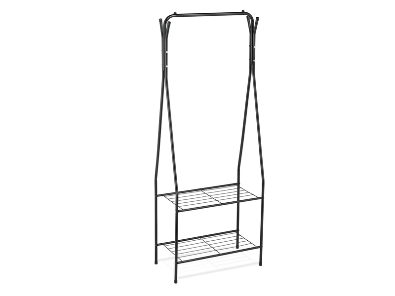  Portant à vêtements moderne avec 2 étagères 158 x 60 x 33 cm espace de rangement pratique design industriel en fer noir 13_0018347  - Conforama A