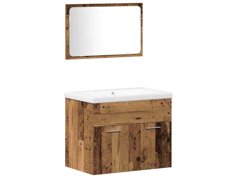  Ensemble de mobilier de salle de bain 3 pièces bois ancien cf64432  - Conforama A