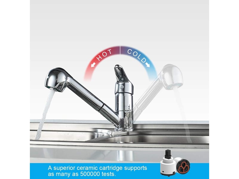 Robinet de cuisine avec douchette rotative 360° – chromé argent  - Conforama C