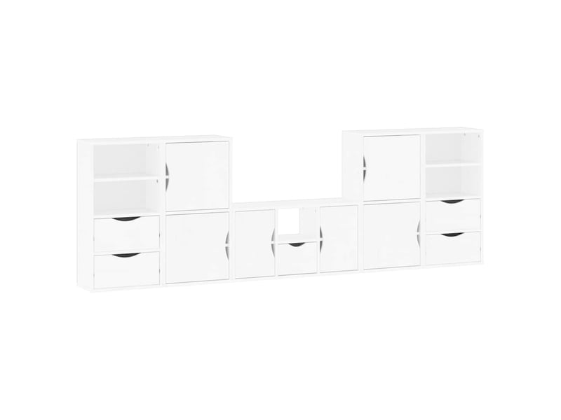  Lot de 5 meubles tv modulaires avec rangement salon 79 x 24 x 40 cm en bois de pin massif blanc 02_0055991  - Conforama A