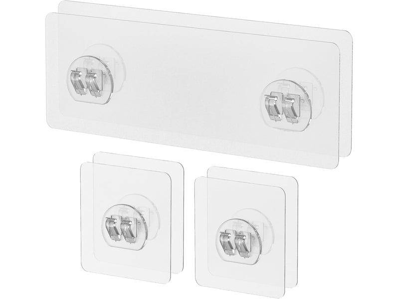  6 crochets adhésifs de rechange pour étagère de douche adhésifs résistants pour étagères de salle de bain rangements de cuisine et paniers, transparent  - Conforama A