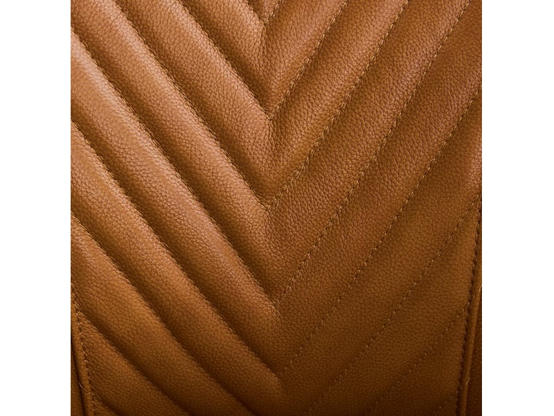 Fauteuil de salon avec surpiqûres diagonales et structure stable en cuir et bois d'hévéa marron clair 62 × 58 × 49 cm - Conforama E