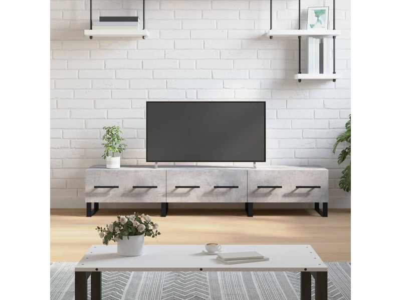  Meuble tv - banc tv - meuble de rangement gris béton 150x36x30 cm bois d'ingénierie  - Conforama B