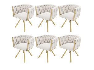 Lot de 6 chaises de salle à manger 59x54x72 cm pivotantes métal beige et doré
