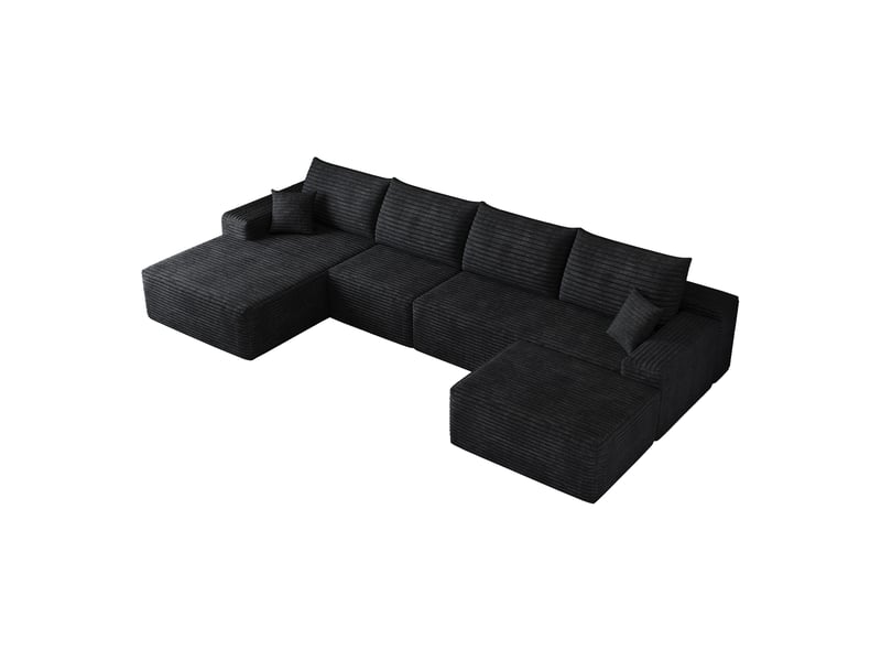 Canapé d'angle, canapé modulable, livré monté, design moderne, 340 cm, pour salon, chambre, appartement, assise profonde, noir - Conforama B