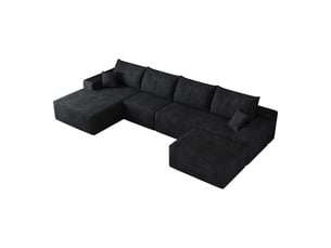 Canapé d'angle, canapé modulable, livré monté, design moderne, 340 cm, pour salon, chambre, appartement, assise profonde, noir