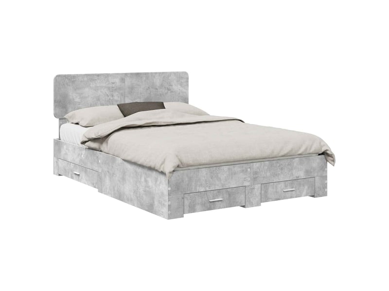  Lit double- lit adulte -  cadre de lit gris béton 150 x 200 cm bois d'ingénierie  - Conforama A