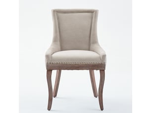 Lot de 2 chaises de salle à manger en tissu chenille beige