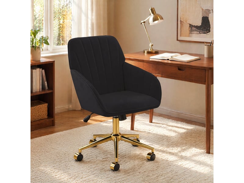  Chaise de bureau réglable en hauteur pour maison et chambre, chaise de bureau rotative ergonomique avec dossier, idéale pour un long assis. Noir  - Conforama D