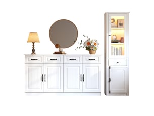 Buffet 4 porte(s)  5 tiroir(s) MEULVA  - 55 cm coloris blanc 