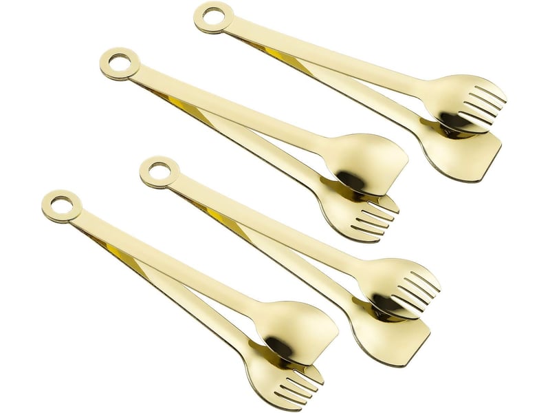  Lot de 4 mini pinces à apéritif en acier inoxydable plaqué or 15,2 cm doré NO Commercial reference - Conforama E