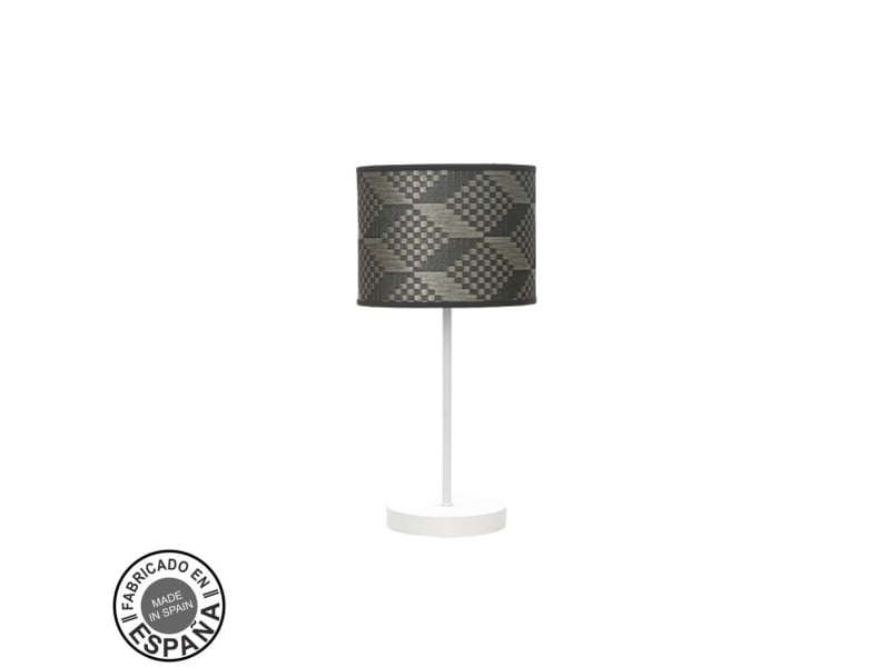  Fabrilamp moda lampe à poser blanc gris, abat-jour textile motif tetris gris, 1 x e14, 42 cm 212470111 - Conforama A