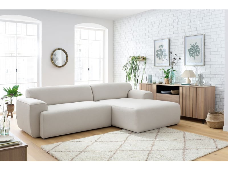  Bobochic canapé d'angle fixe marais beige  angle droit MARAIS - Conforama D