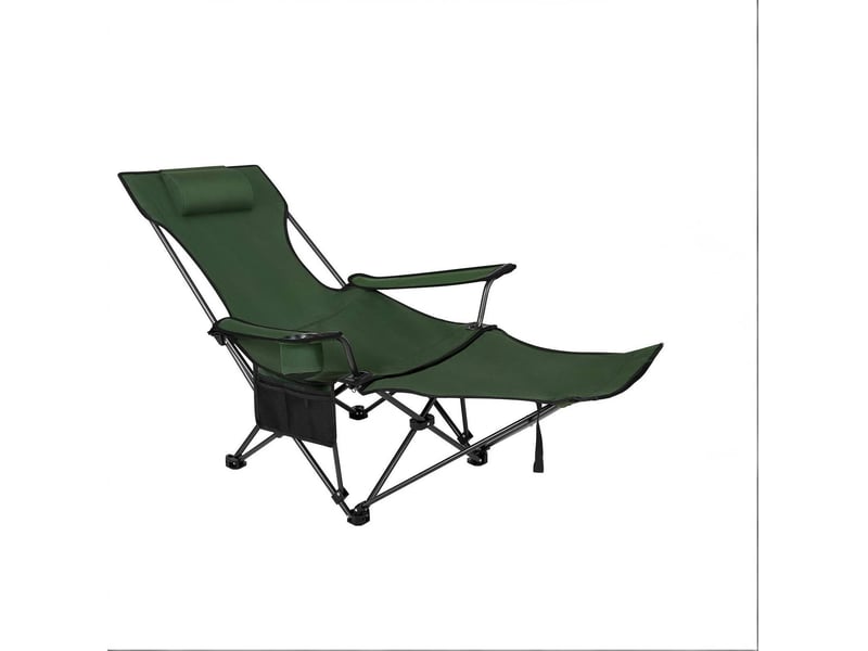  Fauteuil de camping pliant 115 x 84 x 88,5 cm - vert - dossier réglable et repose-pieds extensible  - Conforama A