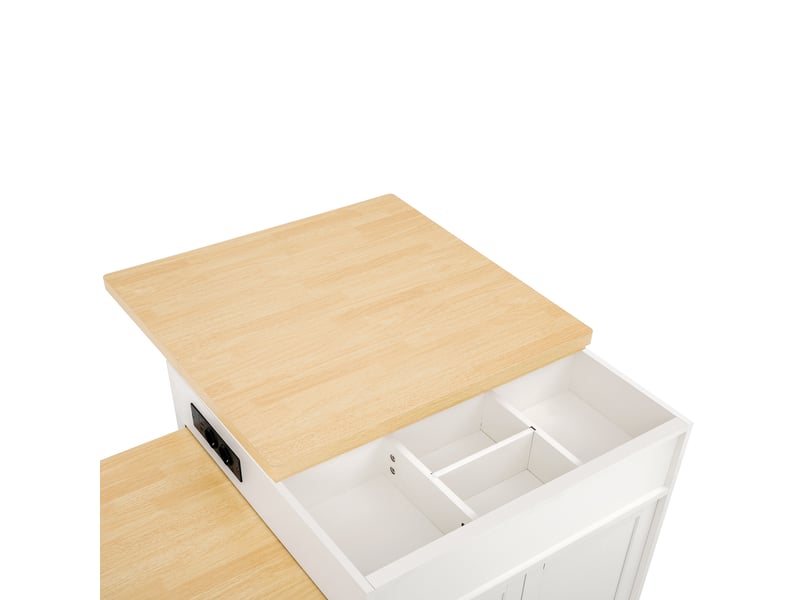 Table extensible avec rangement, led et roulettes pour cuisine en mdf 125,5–187,5×71×93 cm blanc - Conforama D