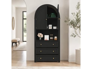 Armoire 2 porte(s) battante 3 tiroir(s) <strong>OKWISH</strong> <strong></strong> coloris noir largeur 70 cm
