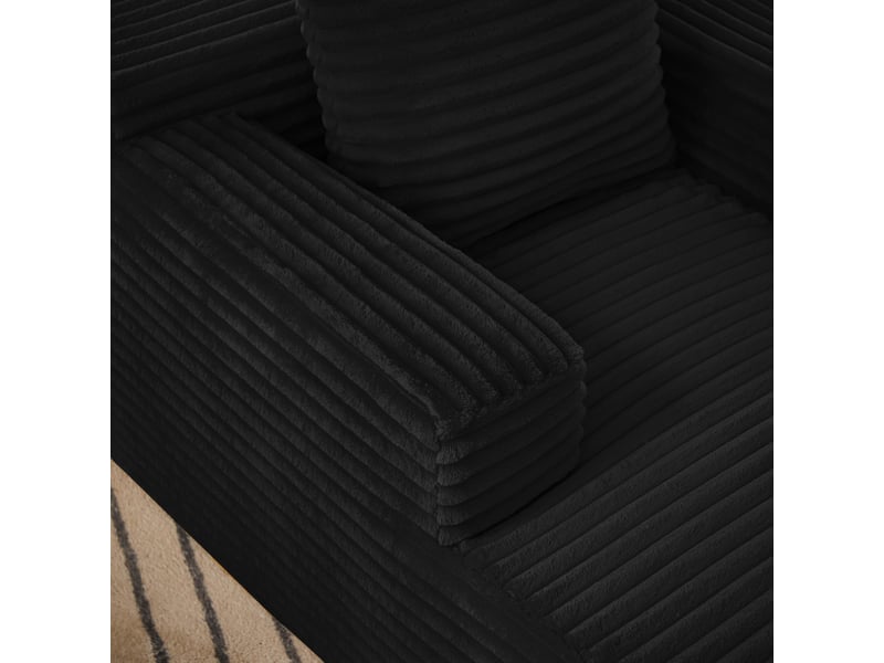  Méridienne convertible en velours côtelé noir, mousse haute densité et ressorts ensachés IKSETERA TRADING LTD - Conforama W