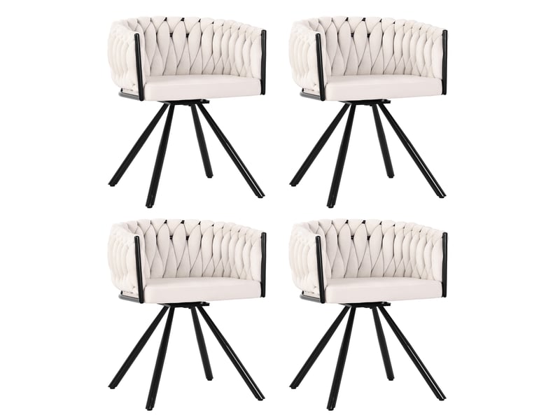  Chaise de salle à manger pivotante à 360 degrés lot de 6 avec dossier ergonomique en velours beige  - Conforama A