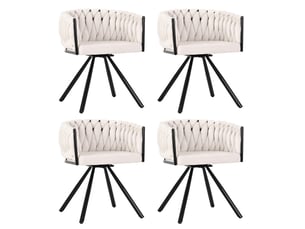 Chaise de salle à manger pivotante à 360 degrés lot de 6 avec dossier ergonomique en velours beige