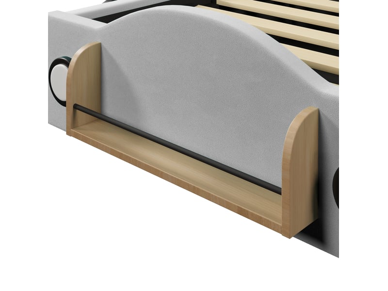  Lit coffre enfant 90x200 cm, mdf gris, équipé de design voiture, de tête de lit et de sommier à lattes, sans matelas  - Conforama E