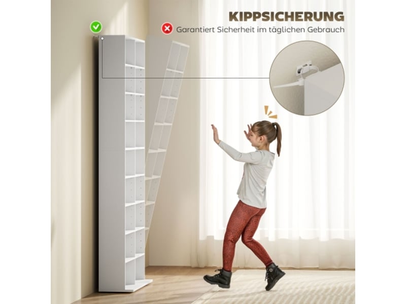  Meuble cddvdblu-ray blanc, rangement jusqu'à 640 cd, 360 dvd ou 430 blu-ray, 78,5x24x175 cm  - Conforama C