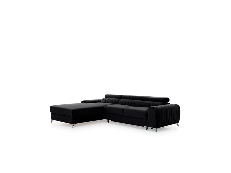  Canapé d'angle gauche noir convertible 3 places jayson assise mousse hr  - Conforama D