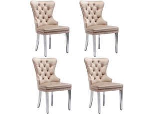 Lot de 4 chaises de salle à manger,53x62,5x94,5 cm,velours,beige