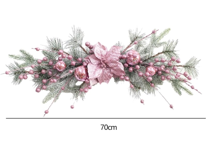  Guirlande de noël suspendue 70 cm en forme de goutte avec boules décoratives, couronne de porte intérieur extérieur  - Conforama B
