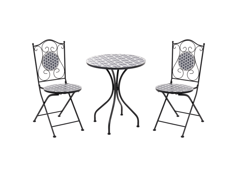 Ensemble bistrot sirolo métal blancbleu - Conforama A
